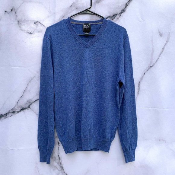 Jos. A Bank Traveler 100% Merino Wool Light Blue Pullover Sweater Size L - Picture 1 of 6